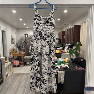 Abercrombie & Fitch Black and White Floral Jumpsuit